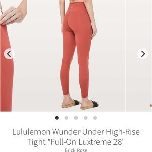 NWOT Lululemon Wunder Under High-Rise Tight *Full-On Luxtreme 18” in Brick Rose